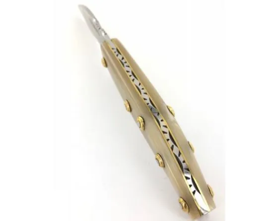 Sabatier Régional | Traditionnel<Agenais 12 cm - Corne Blonde - Guilloché - rosettes apparentes