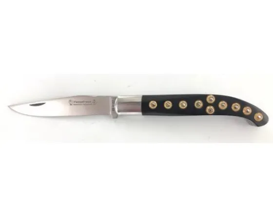 Sabatier Régional | Traditionnel<Couteau Basque Yatagan 12 cm - Ebène - Guilloché - rosettes apparentes