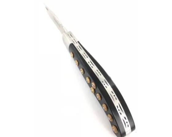 Sabatier Régional | Traditionnel<Couteau Basque Yatagan 12 cm - Ebène - Guilloché - rosettes apparentes