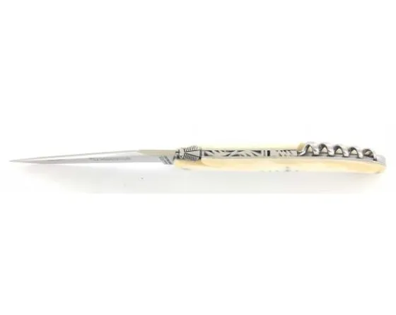 Sabatier Régional | Traditionnel<Design Beillonnet MOF - Laguiole 11 cm - Tire-bouchon - Os de chameau - Guilloché
