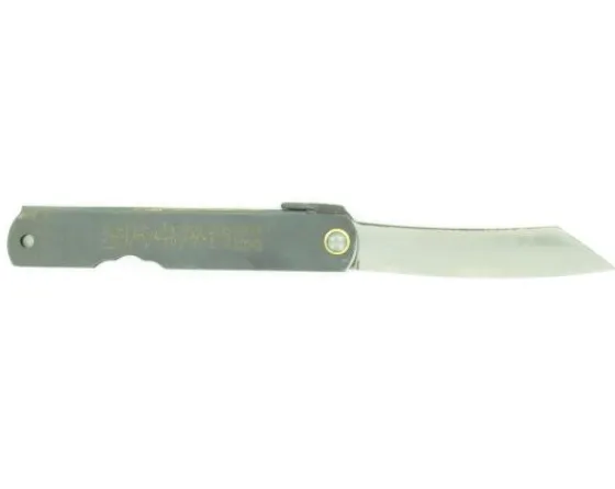 Sabatier Traditionnel<Higonokami - KDM 100 Carbone - Manche en Acier Noir
