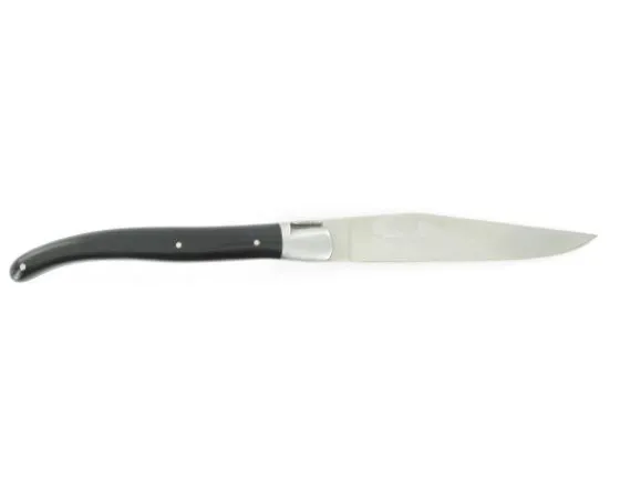 Sabatier Régional | Traditionnel<Laguiole 12 cm - Manche Blanc et Noir - Ressort guilloché - 1 mitre