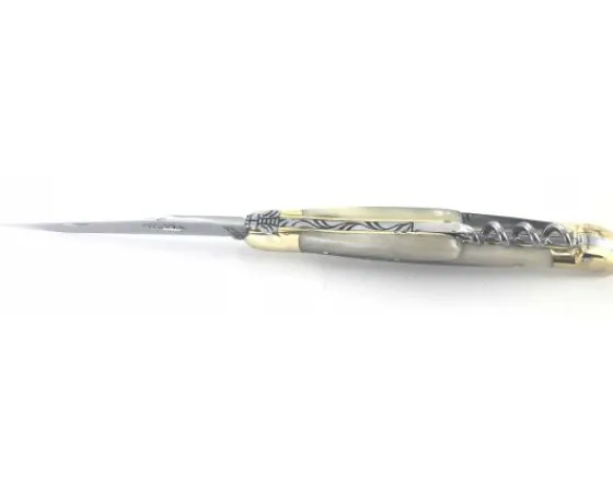 Sabatier Régional | Traditionnel<Laguiole Tradition 12 cm - 2 mitres Laiton - 3 pièces - Ponte de Corne - Acier Carbone