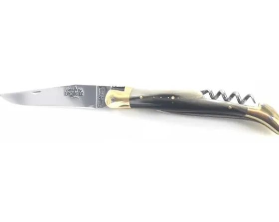 Sabatier Régional | Traditionnel<Laguiole Tradition 12 cm - 2 mitres Laiton - 3 pièces - Ponte de Corne - Acier T12