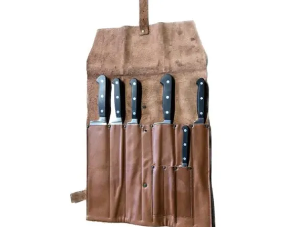 Sabatier Rangement Pour Couteaux<POCHETTE EN CUIR - VD Cuir Marron